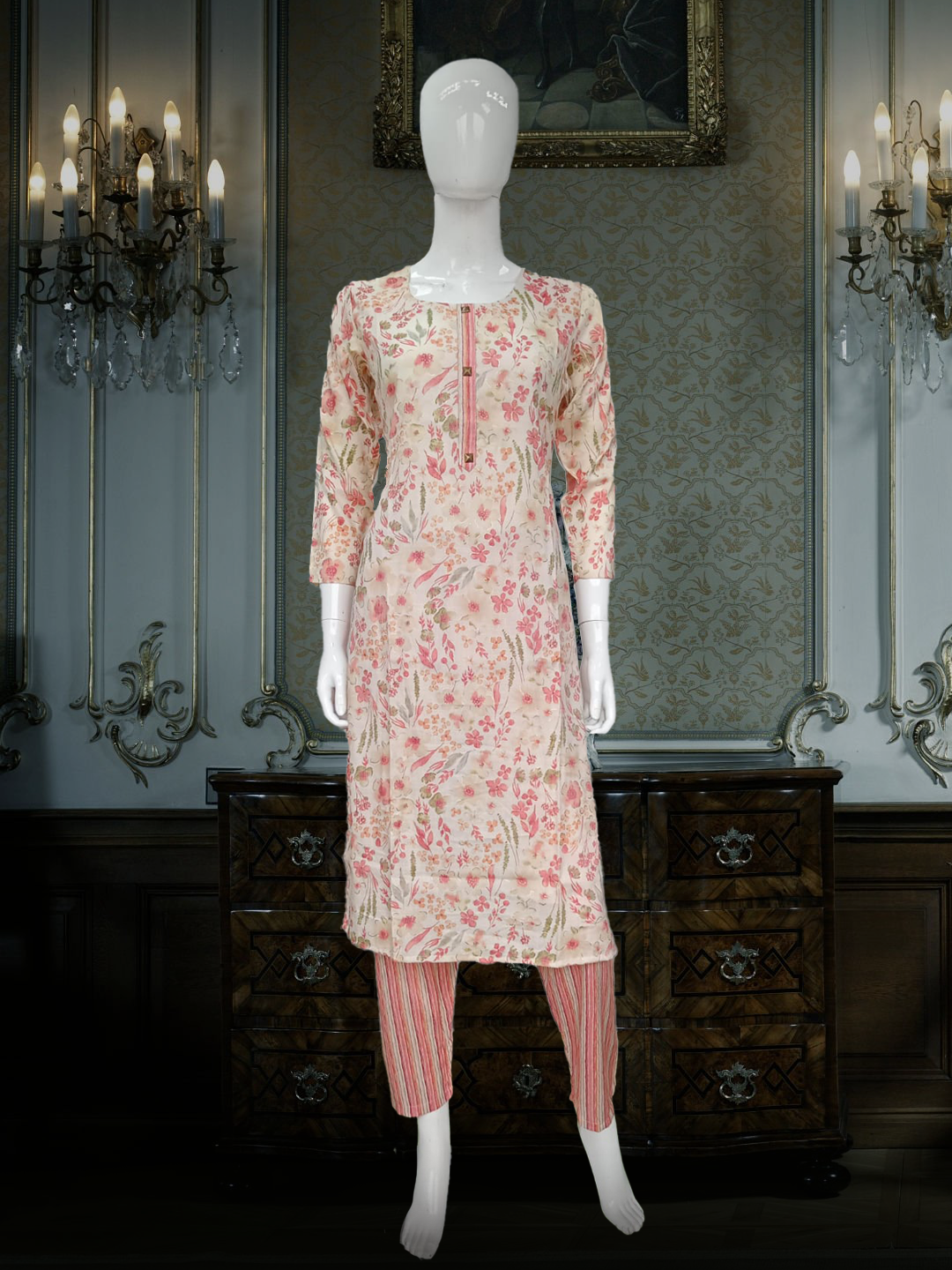 Cotton Suits Printed Pink