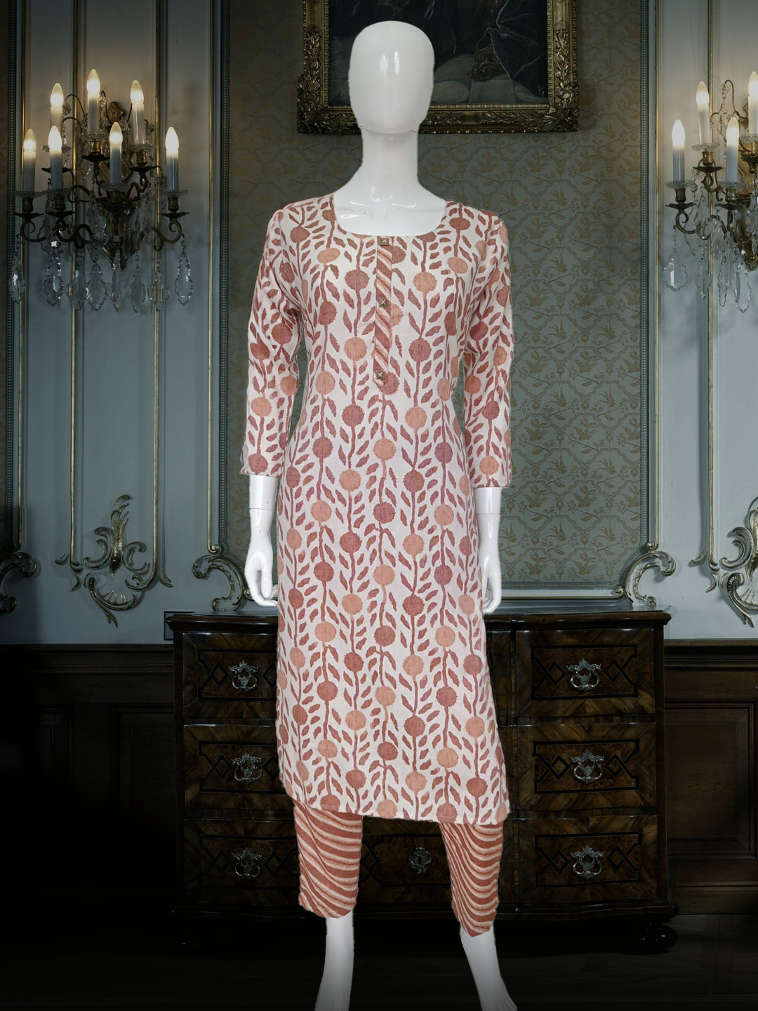Cotton Suits Printed Light Brown