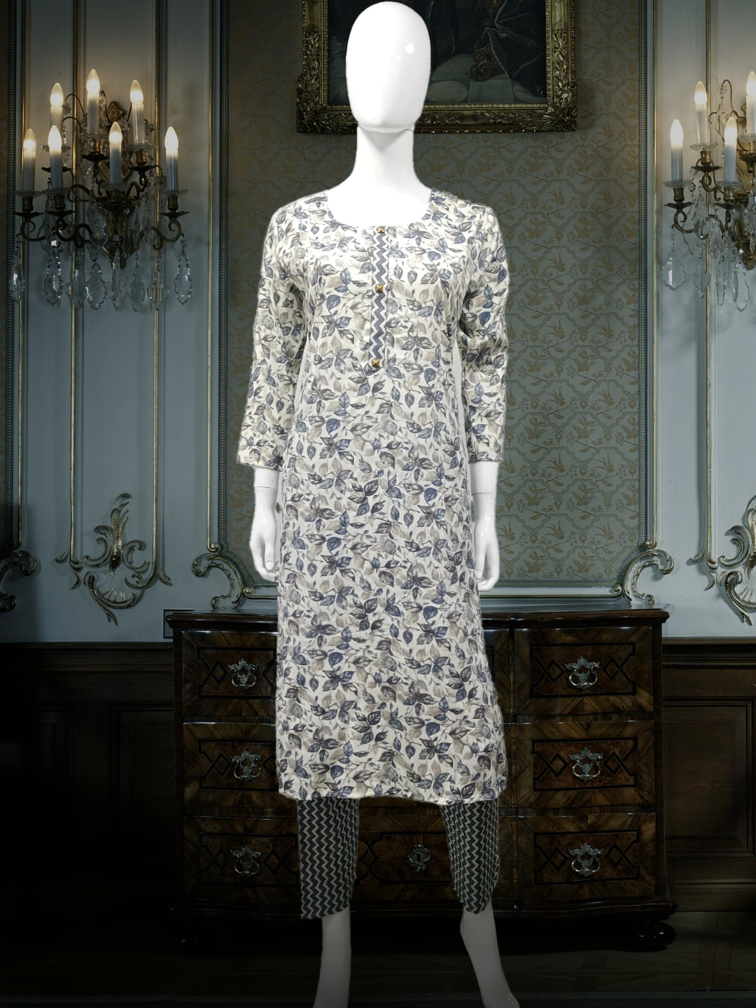 Cotton Suits Printed Dark Gray