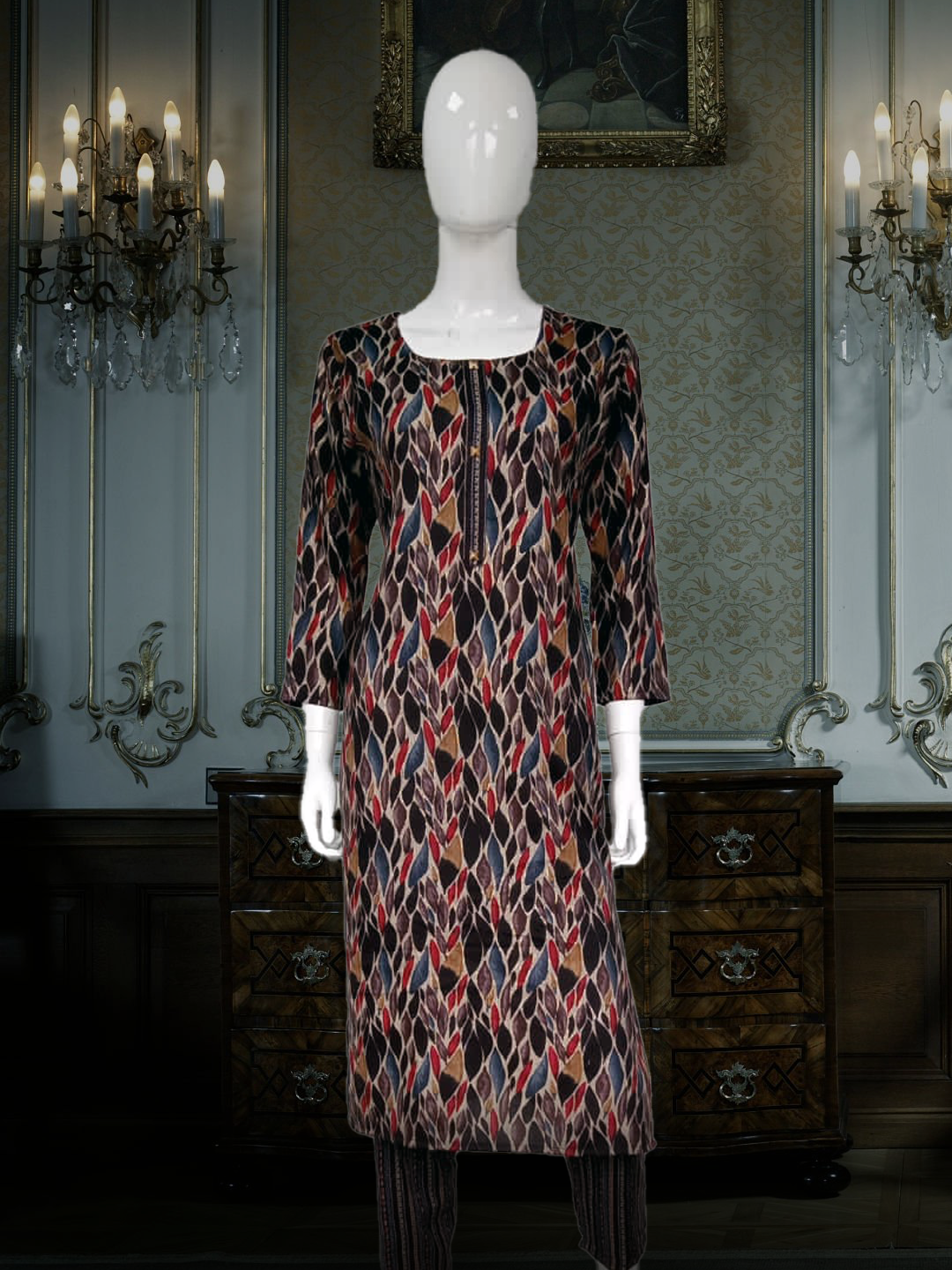 Cotton Suits Printed Dark Brown Mix