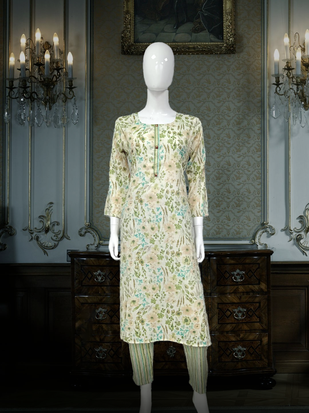 Cotton Suits Printed Light Green