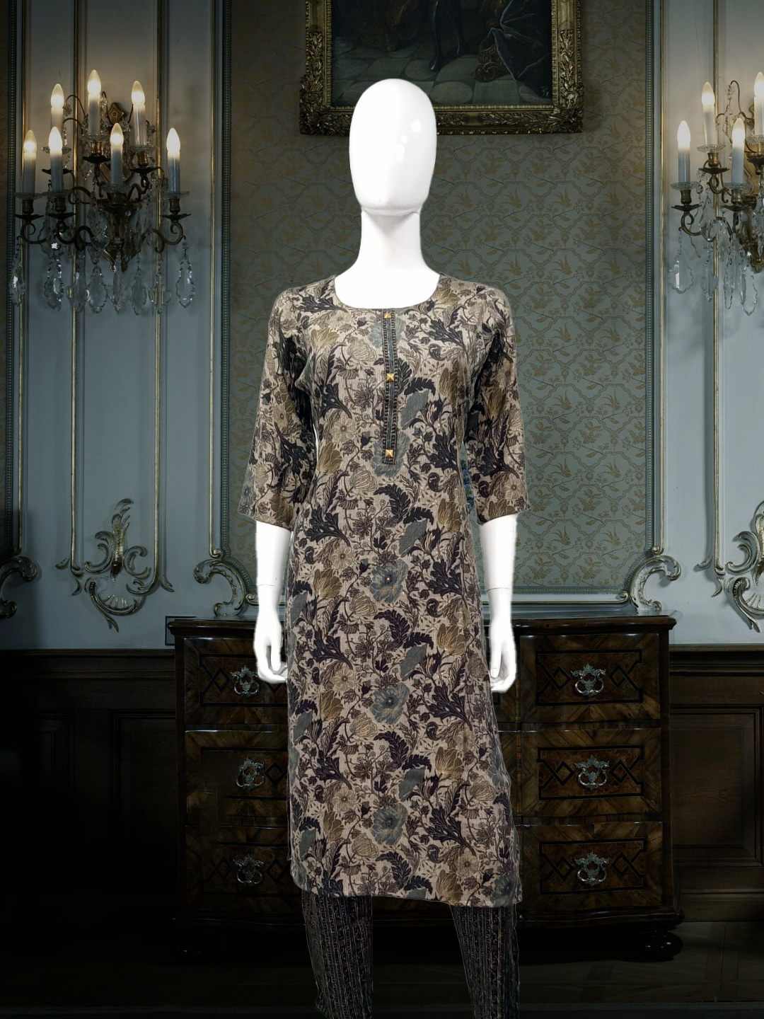 Cotton Suits Printed Dark Gray