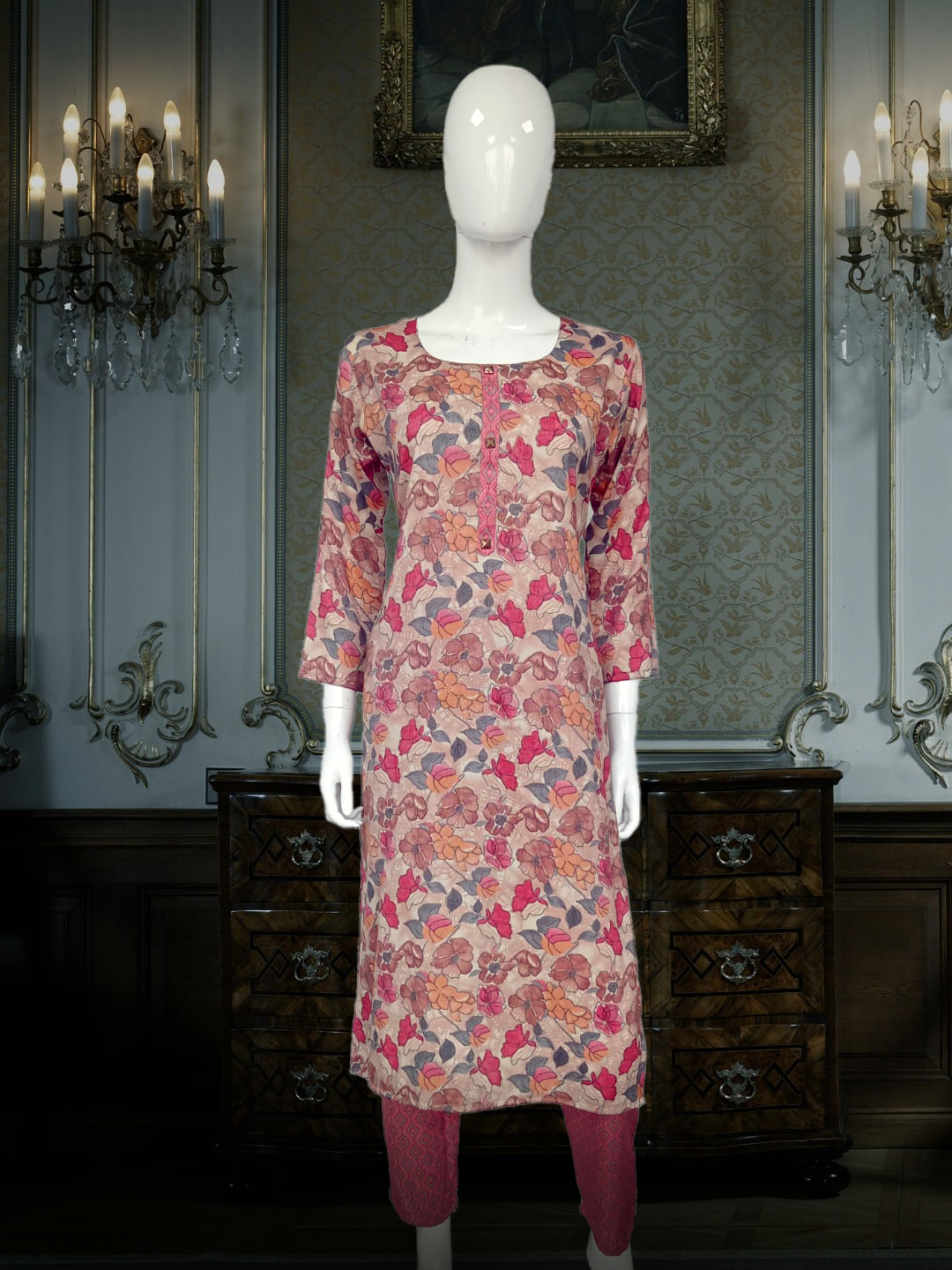 Cotton Suits Printed Brown