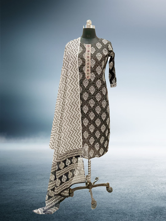 Muslin Suit Grey Colour