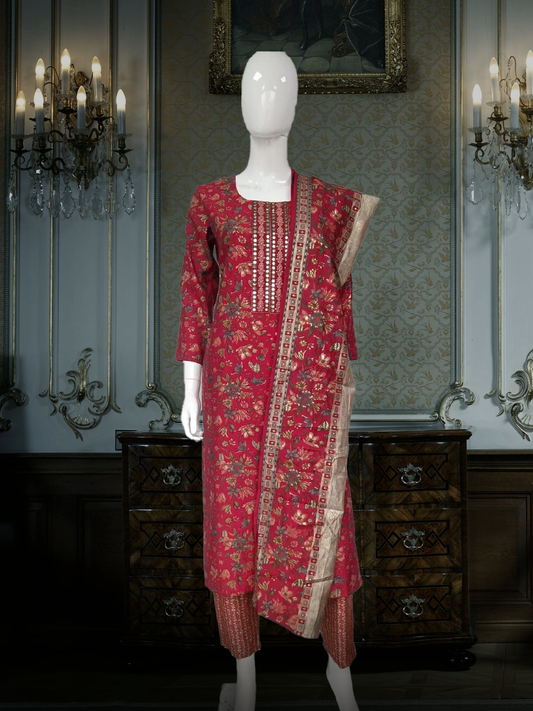 Muslin Suit Brown Colour